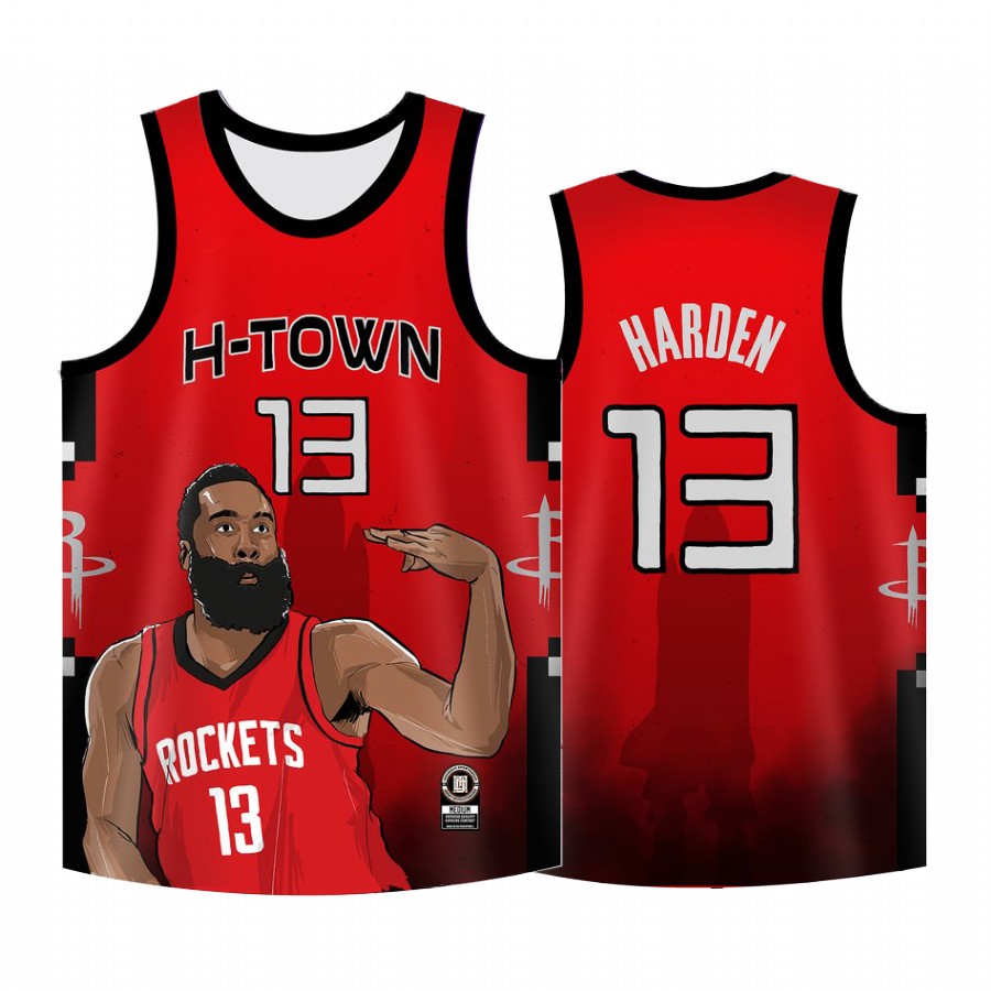 Houston Rockets #13 James Harden Jersey Cool Man Red