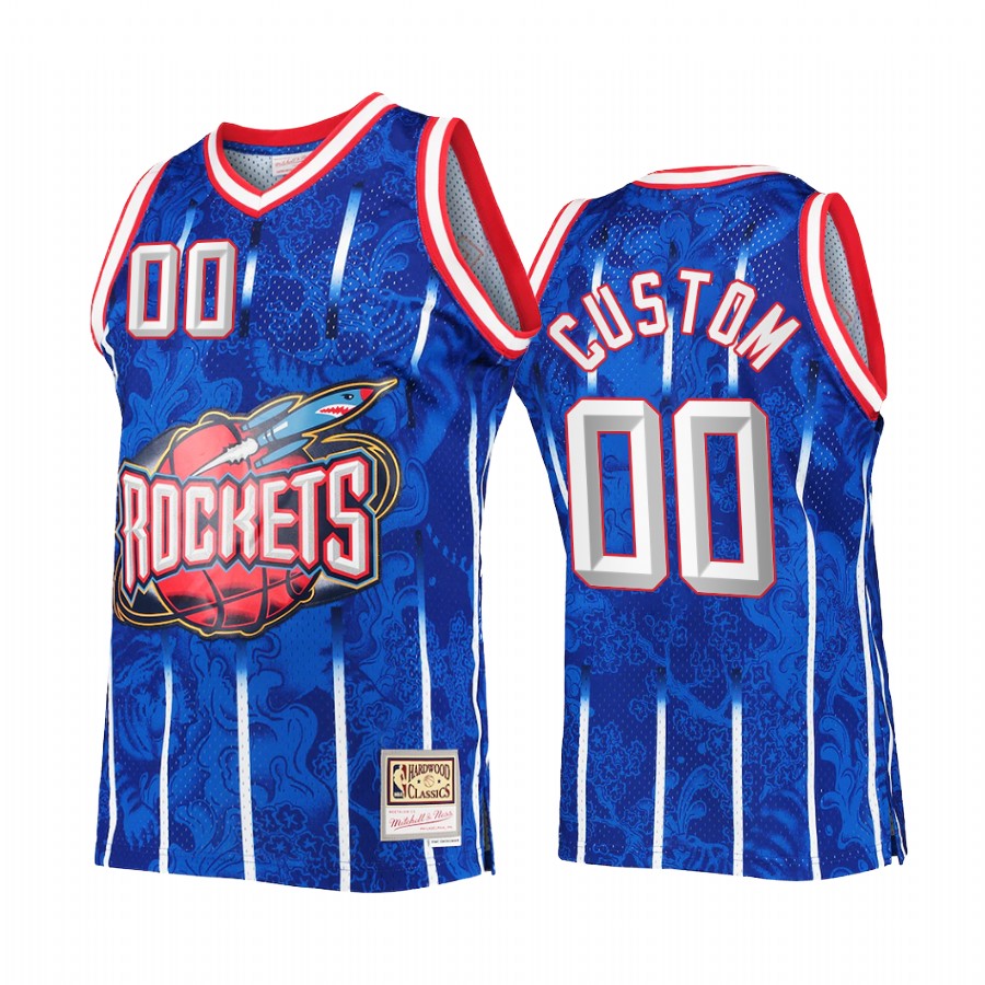 Houston Rockets Lunar New Year Custom Jersey Blue Mitchell Ness