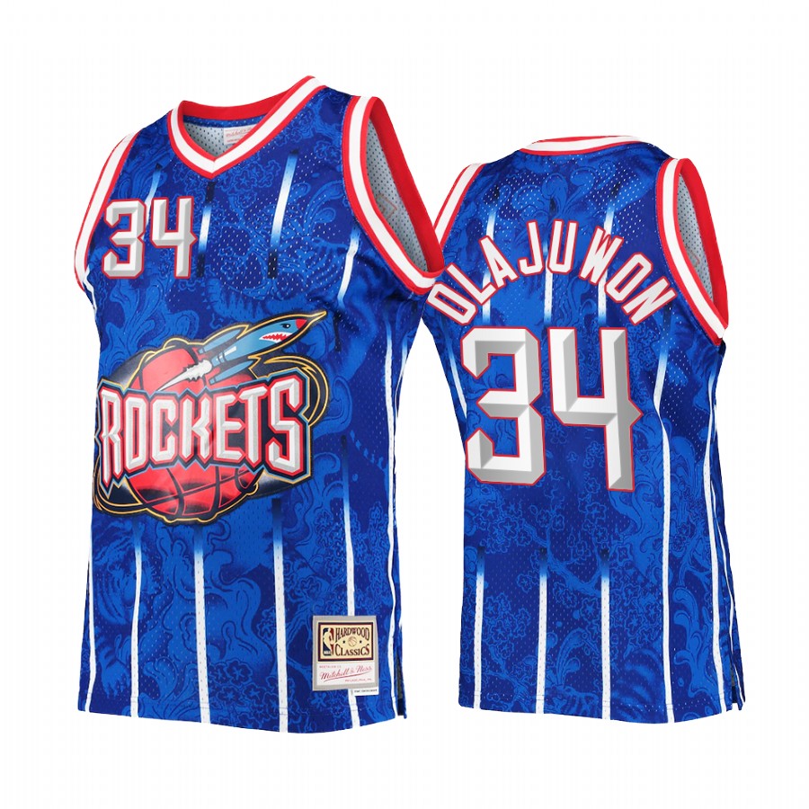 Houston Rockets Lunar New Year Hakeem Olajuwon Jersey Blue Mitchell Ness