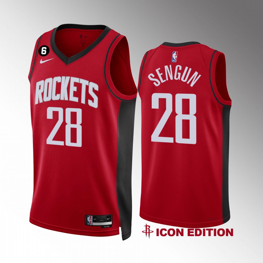 Houston Rockets Alperen Sengun Icon Edition Red #28 Jersey NO.6 Patch