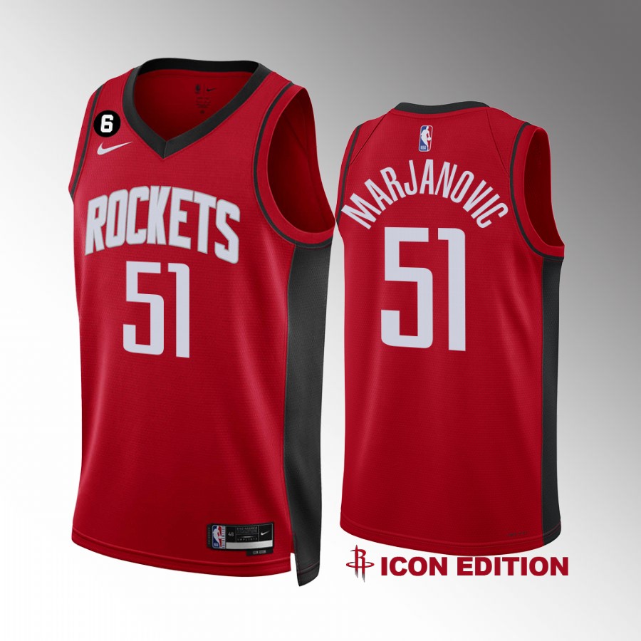 Houston Rockets Boban Marjanovic Icon Edition Red #51 Jersey NO.6 Patch