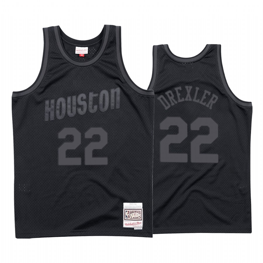 Houston Rockets Clyde Drexler #22 Black Tonal Jersey