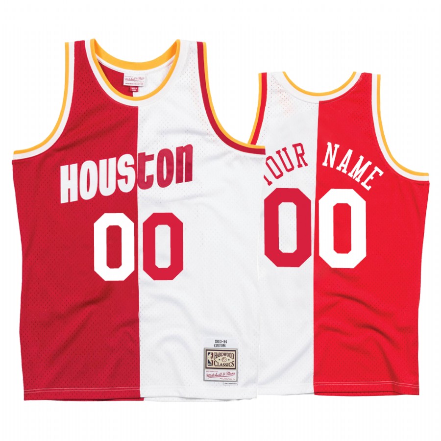 Houston Rockets Custom #00 White Red Split Jersey
