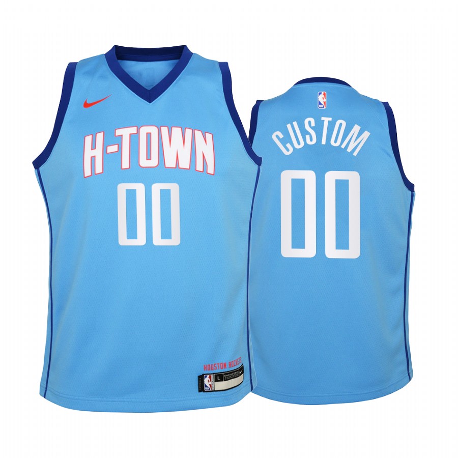 Houston Rockets Custom City Blue Youth Jersey -