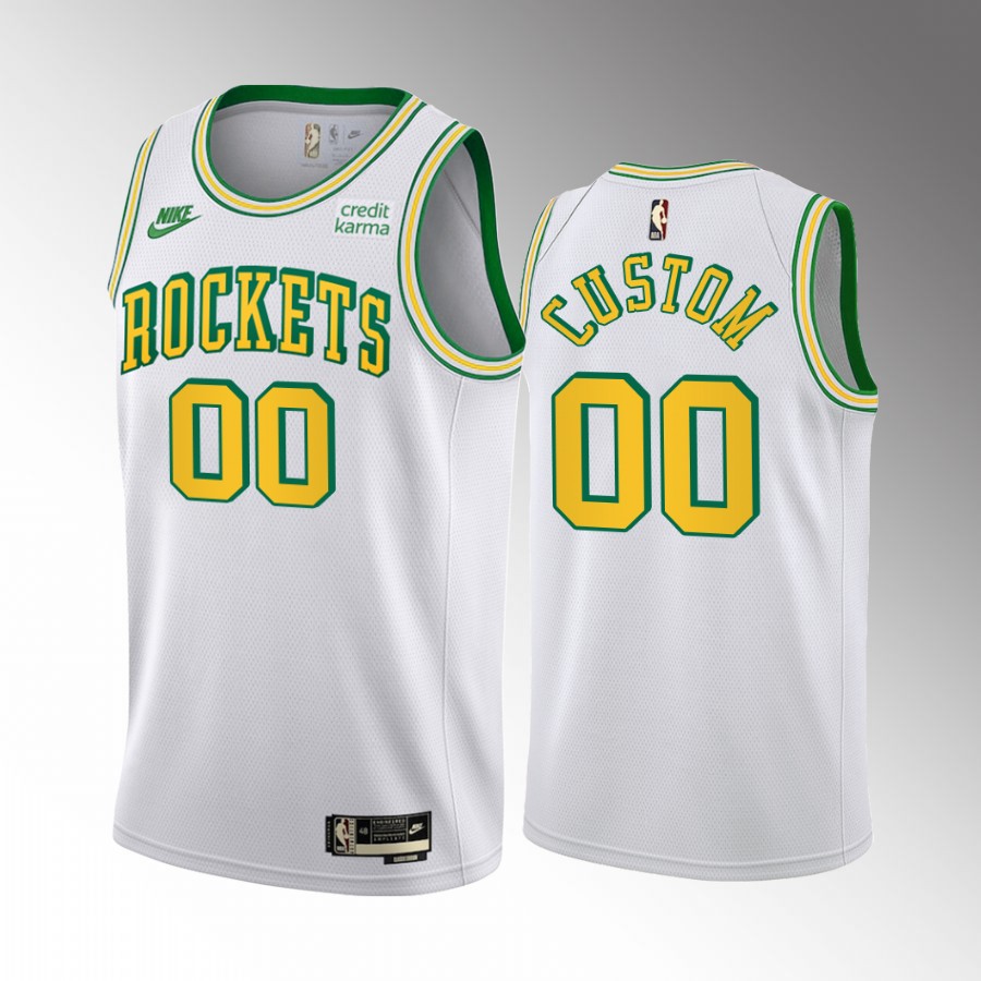 Houston Rockets Custom Classic Edition White #00 Jersey 55th Anniversary