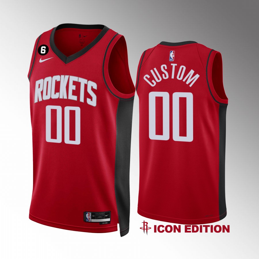 Houston Rockets Custom Icon Edition Red #00 Jersey NO.6 Patch