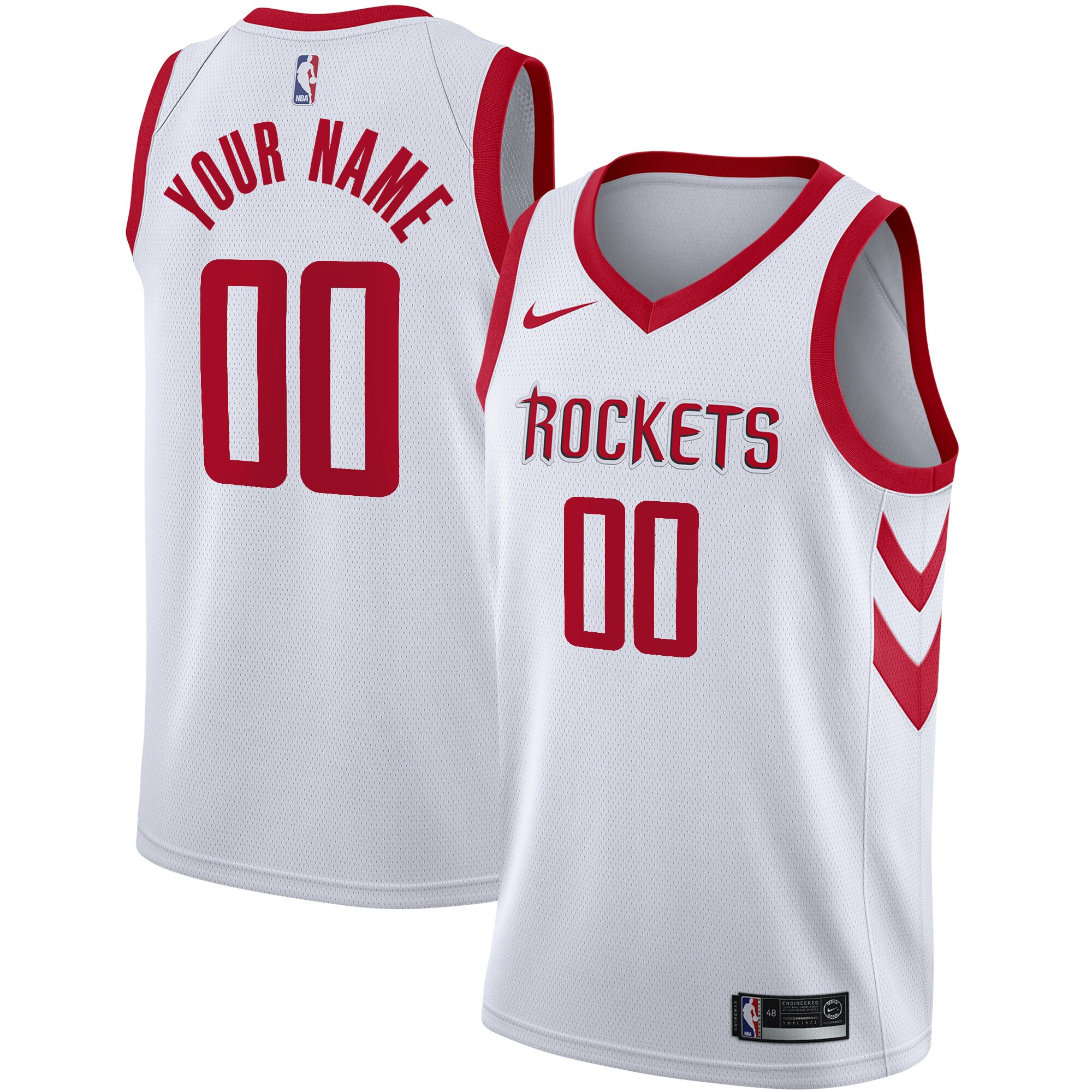 Houston Rockets Custom Collection White Association Jersey - All Stitched