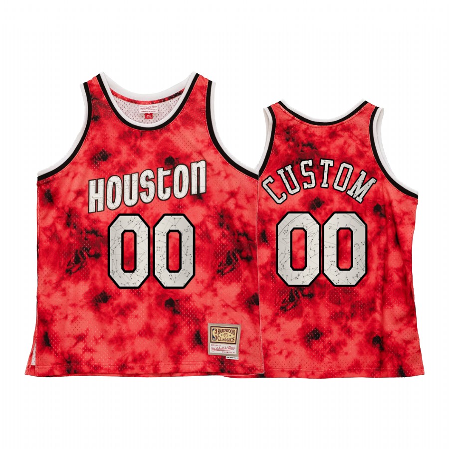 Houston Rockets Custom Galaxy Constellation Jersey Men Red Throwback