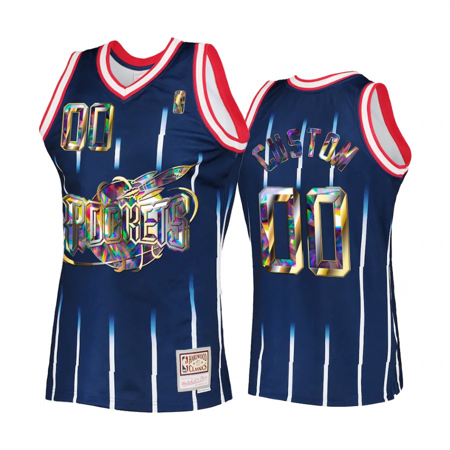 Houston Rockets Custom Navy 75th Anniversary Diamond Men Jersey Retro