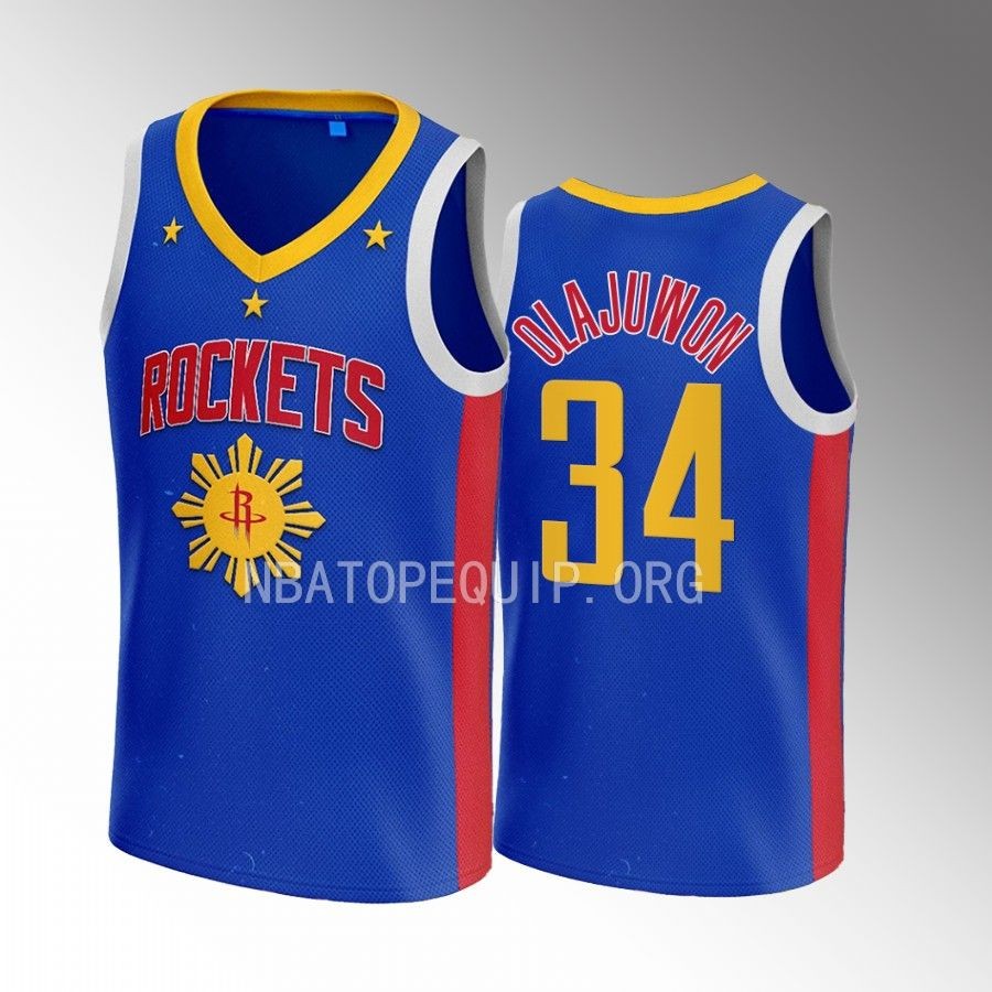 Houston Rockets Filipino Heritage Night Hakeem Olajuwon Royal #34 Jersey 