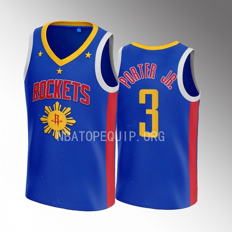 Houston Rockets Filipino Heritage Night Kevin Porter Jr. Royal #3 Jersey 