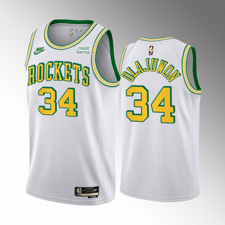 Houston Rockets Hakeem Olajuwon Classic Edition White #34 Jersey 55th Anniversary