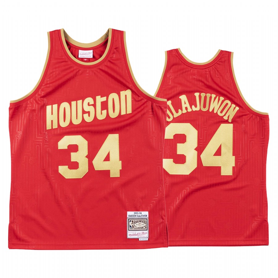 Houston Rockets Hakeem Olajuwon CNY Red Throwback Jersey