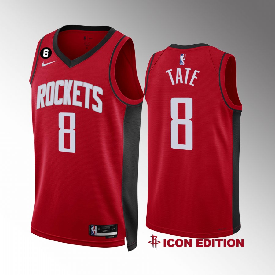 Houston Rockets Jae'Sean Tate Icon Edition Red #8 Jersey NO.6 Patch