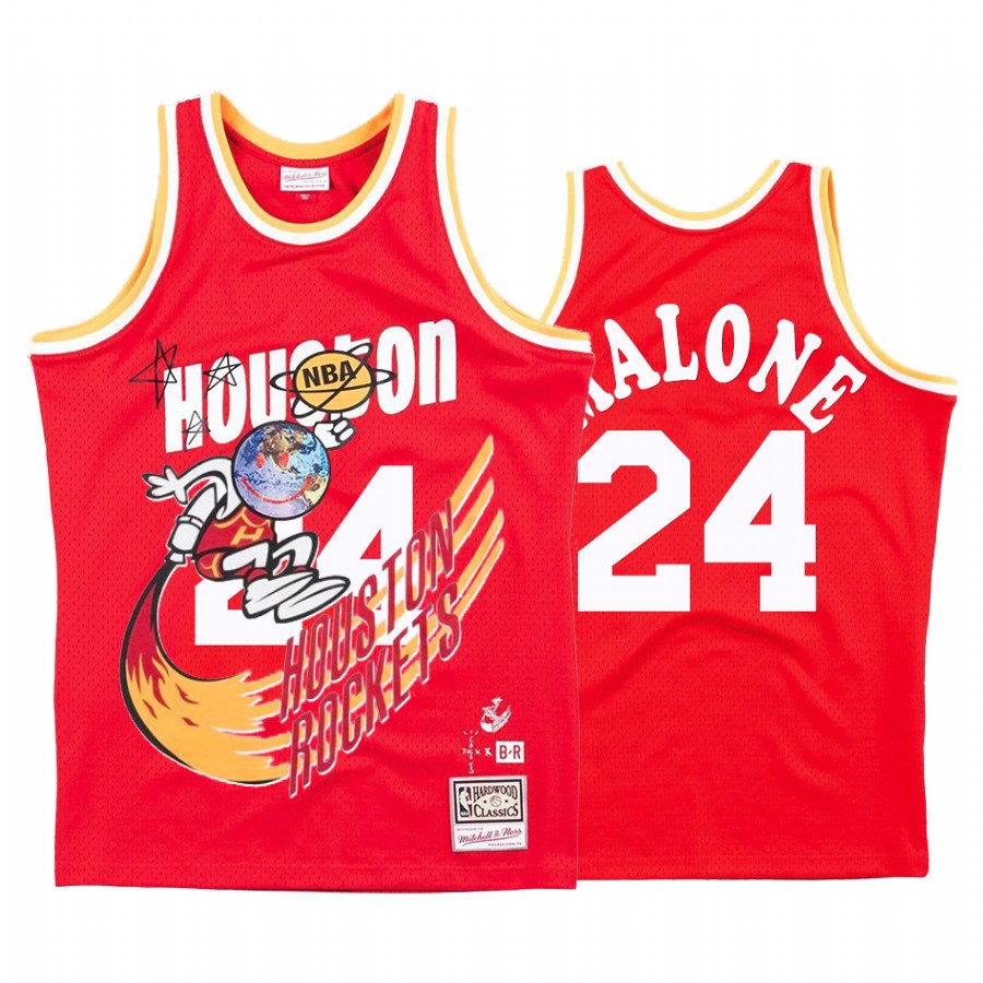 Houston Rockets Moses Malone #24 Red Travis Sott X Houston Rockets Jersey