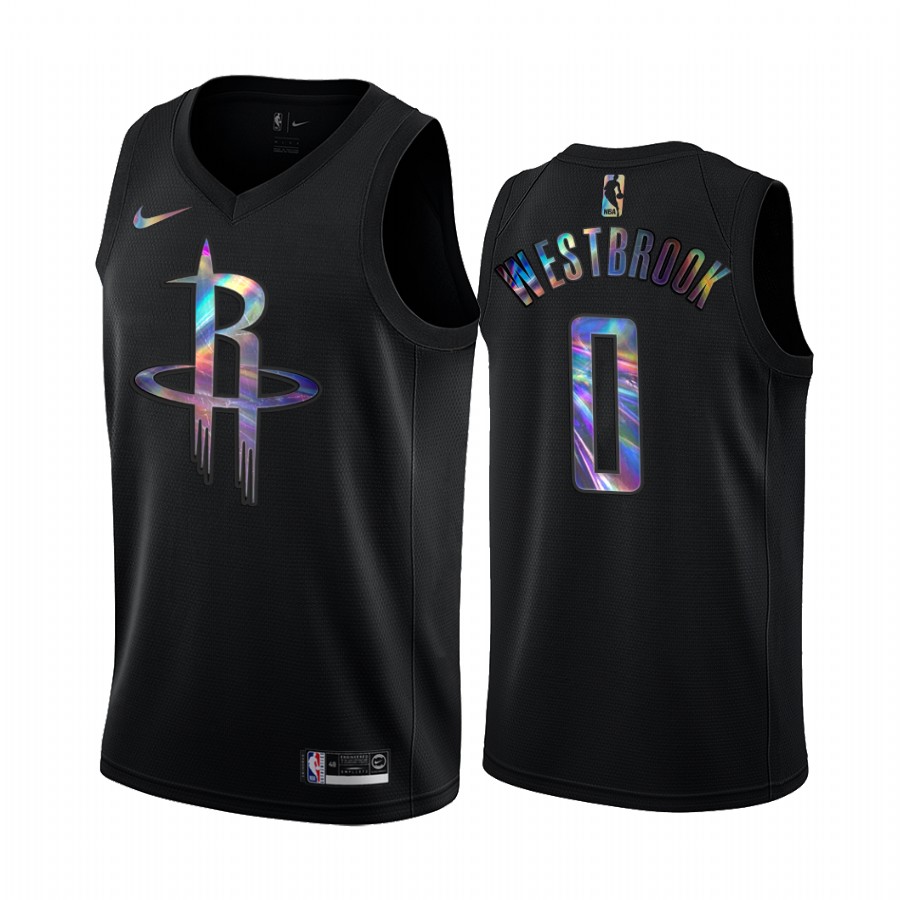 Houston Rockets Russell Westbrook #0 Jersey Iridescent HWC Collection Black Limited