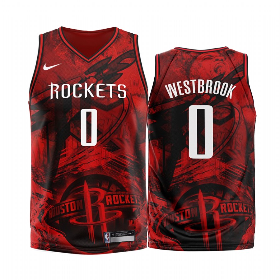 Houston Rockets Russell Westbrook #0 Red Fashion Edition Jersey