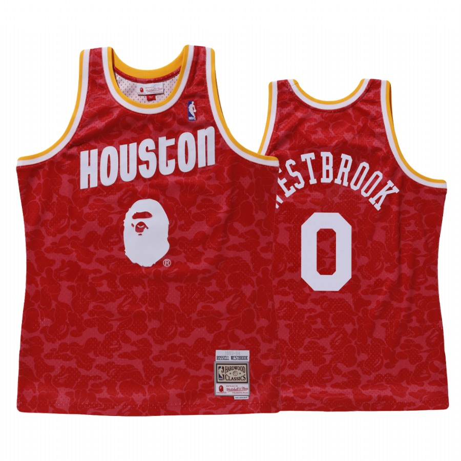 Houston Rockets Russell Westbrook BAPE X Mitchell Red Jersey