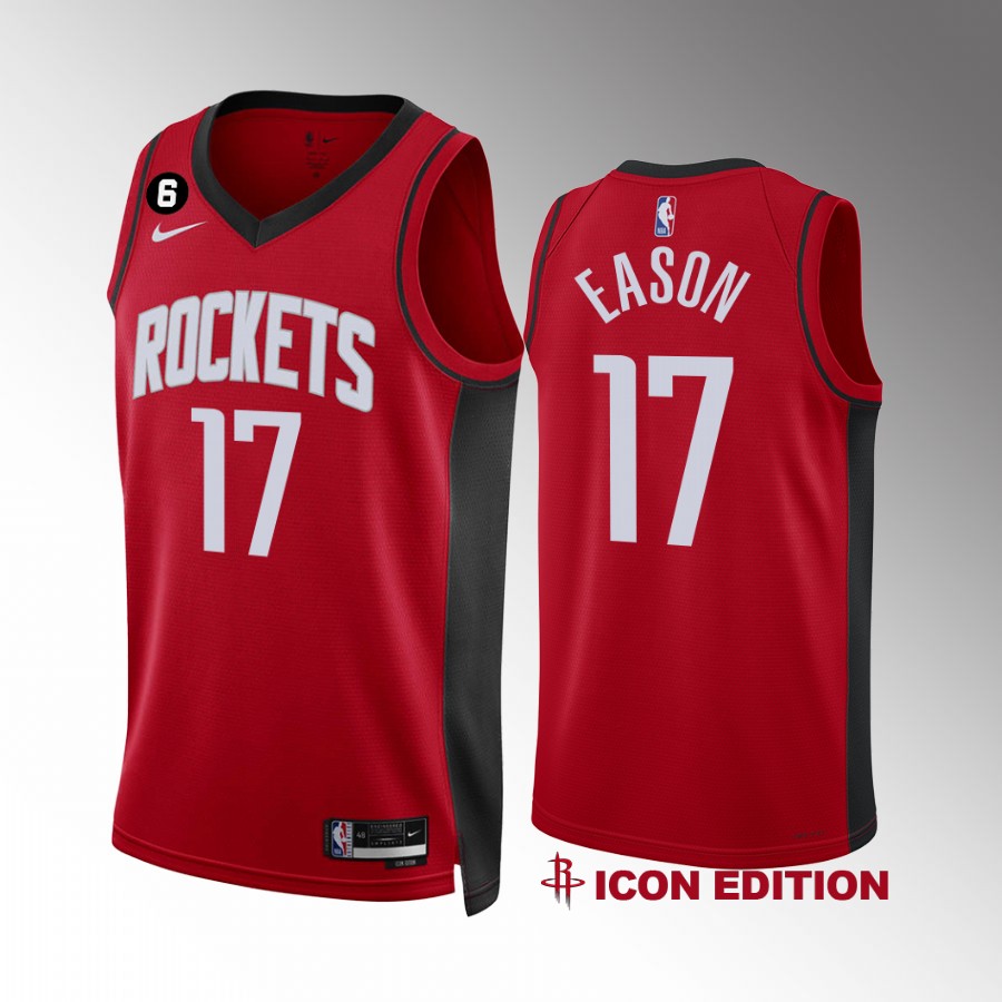 Houston Rockets Tari Eason Icon Edition Red #17 Jersey NO.6 Patch