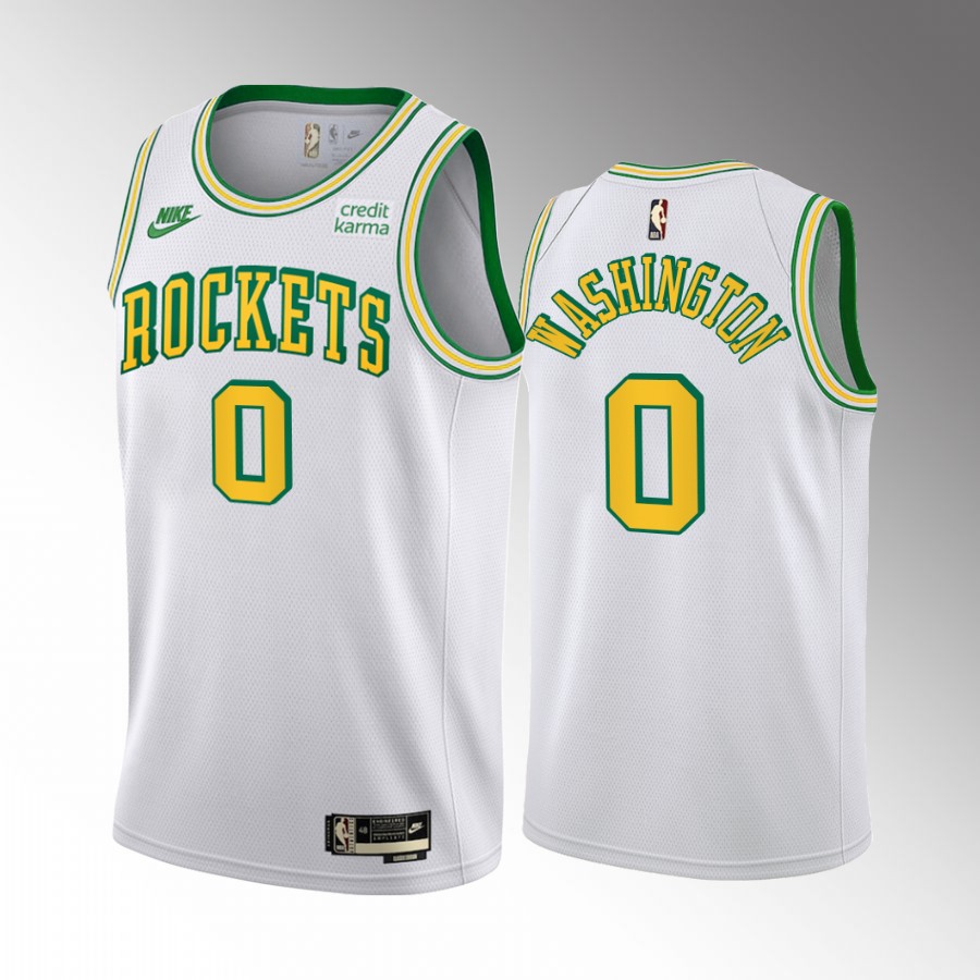 Houston Rockets TyTy Washington Classic Edition White #0 Jersey 55th Anniversary