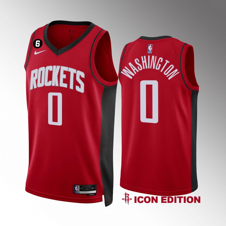 Houston Rockets TyTy Washington Icon Edition Red #0 Jersey NO.6 Patch