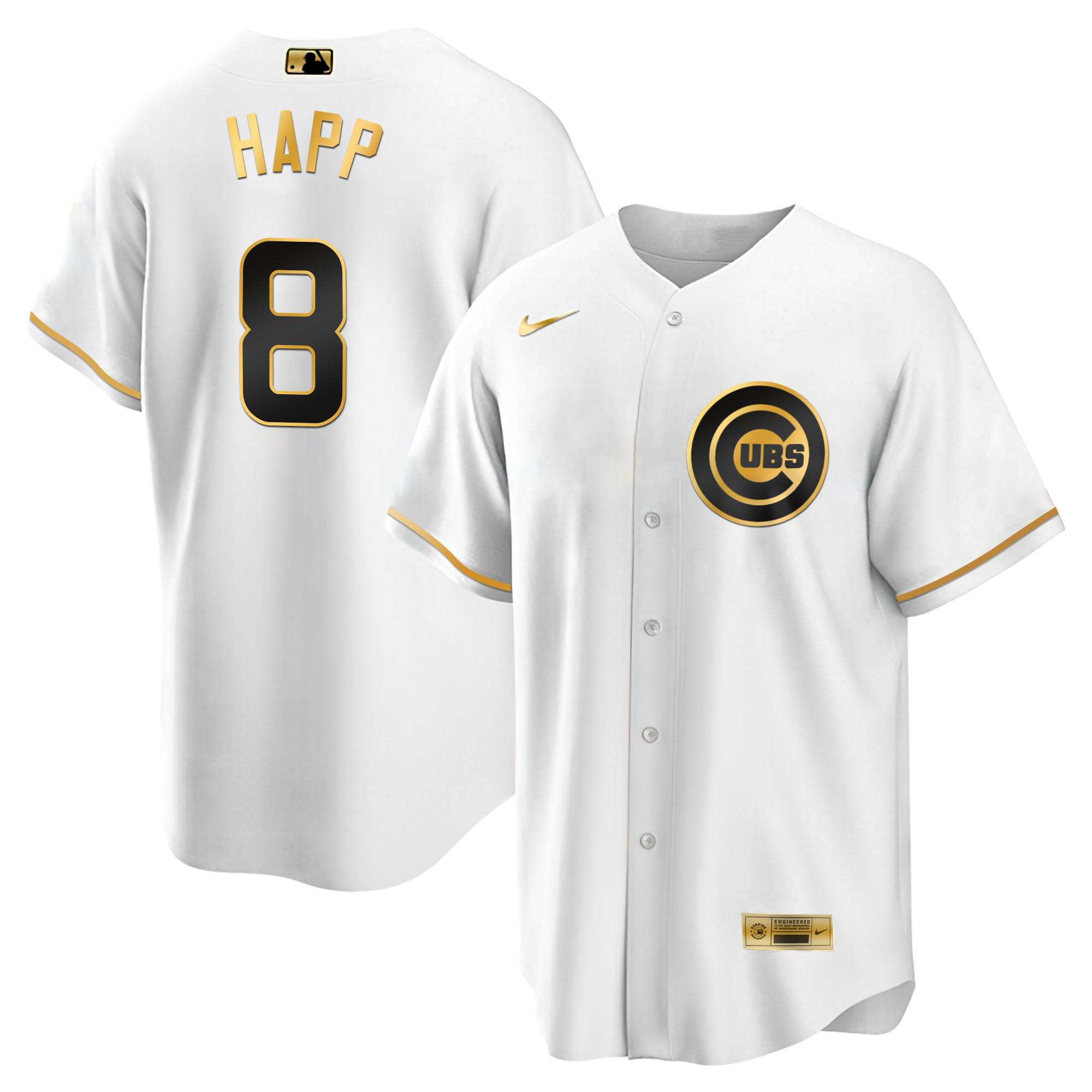 Ian Happ Men's Chicago Cubs Black Limited & Gold Cool White Gold Jersey - All Stitched