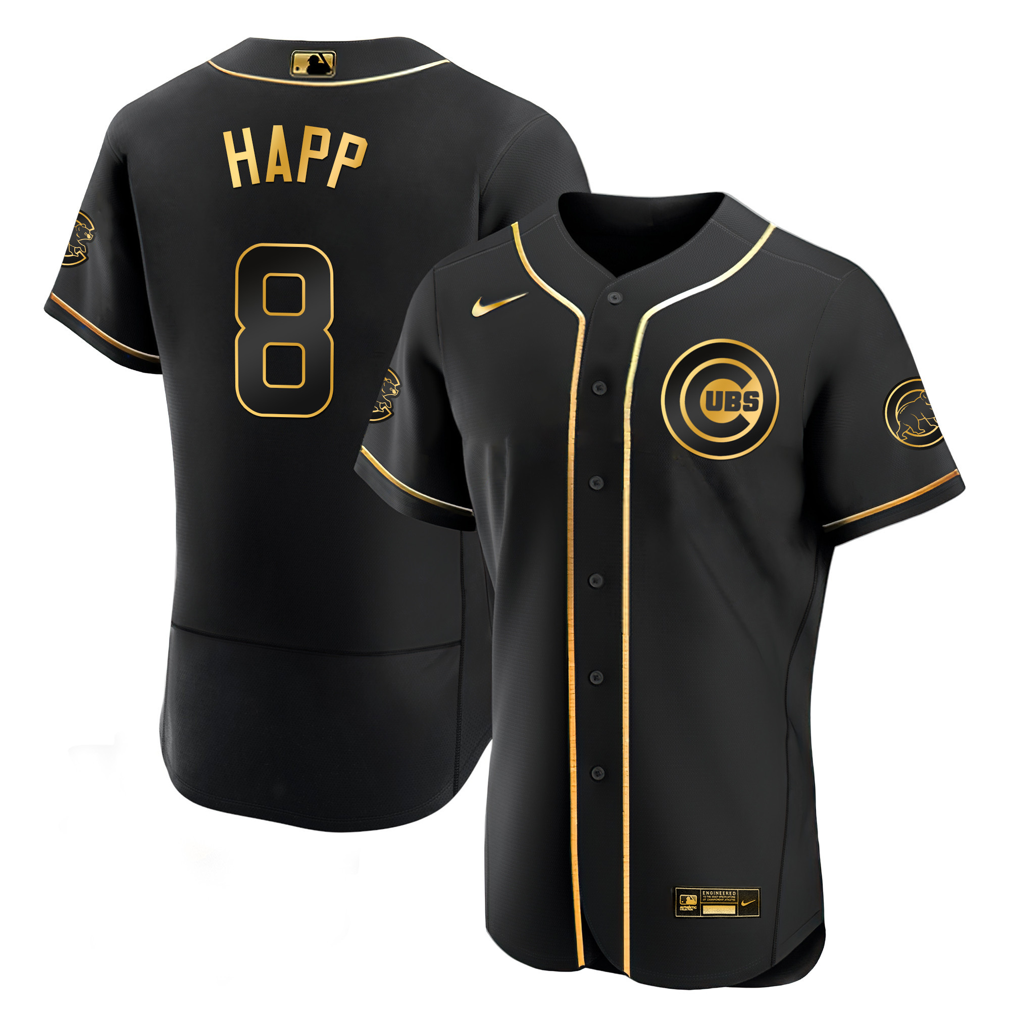 Ian Happ Men's Chicago Cubs Black Limited & Gold Flex Black Gold Jersey - All Stitched