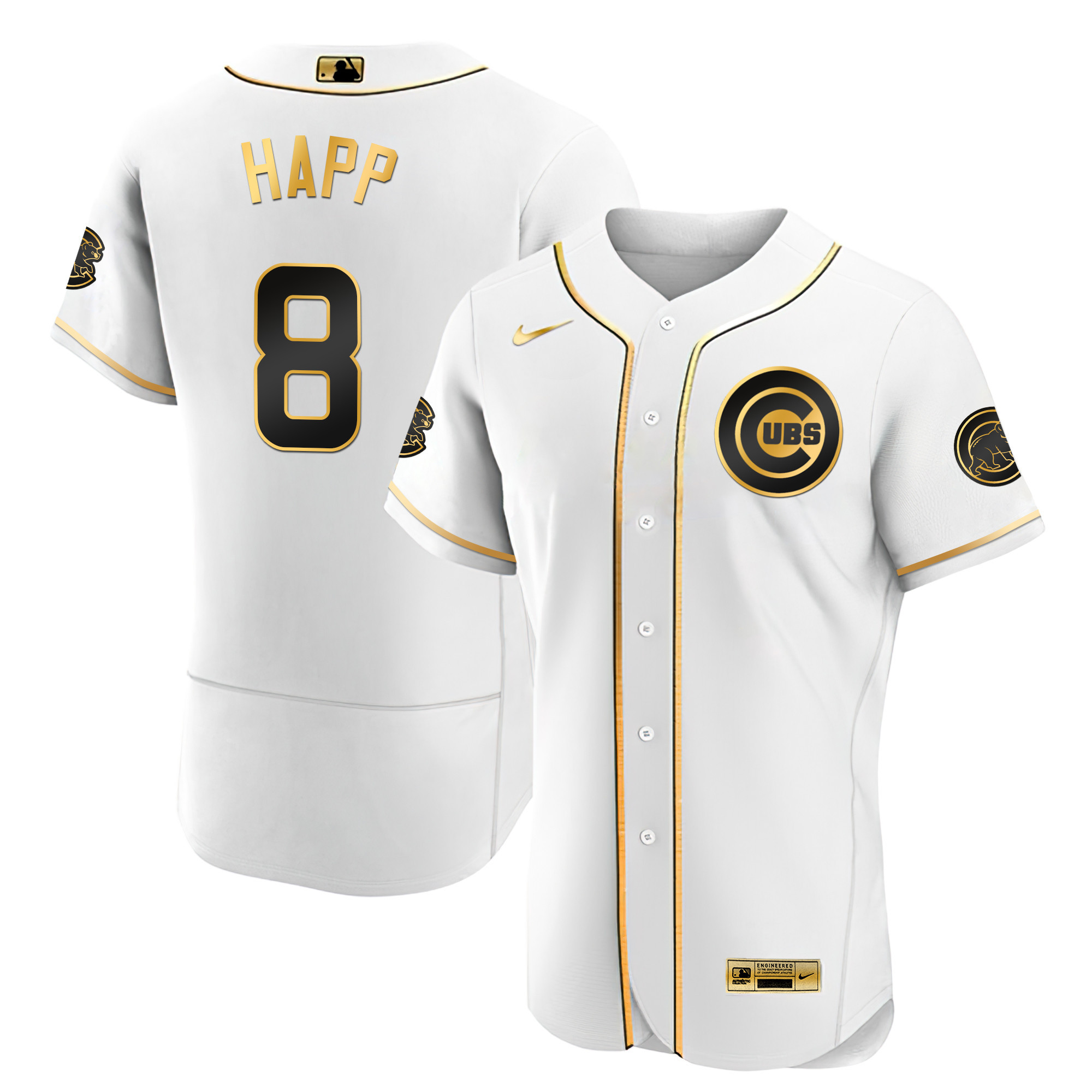 Ian Happ Men's Chicago Cubs Black Limited & Gold Flex White Gold Jersey - All Stitched