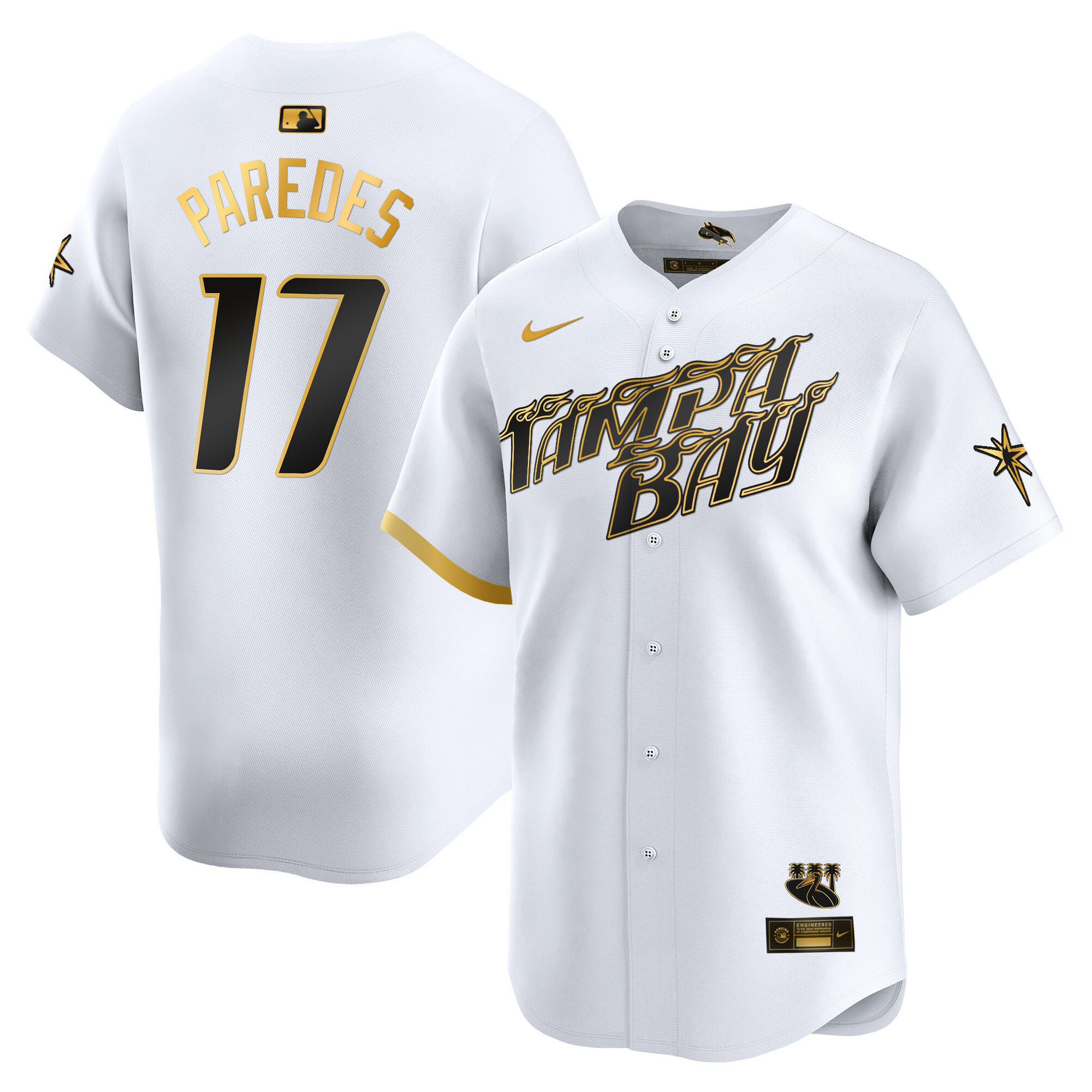 Isaac Paredes Men's Tampa Bay Rays City Connect Vapor Premier Limited - Charcoal White Gold Jersey