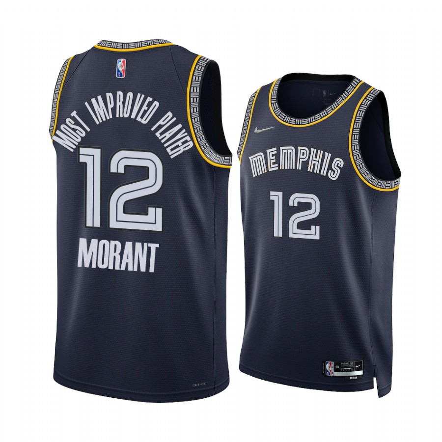 Ja Morant Most Improved Player Memphis Grizzlies #12 Navy Jersey Commemorative