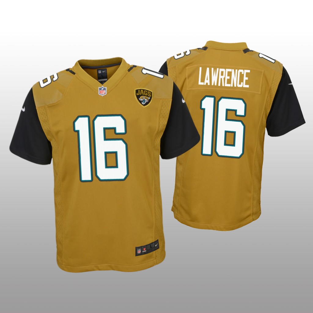 Jacksonville Jaguars Trevor Lawrence Gold Jersey Color Rush Game - Youth