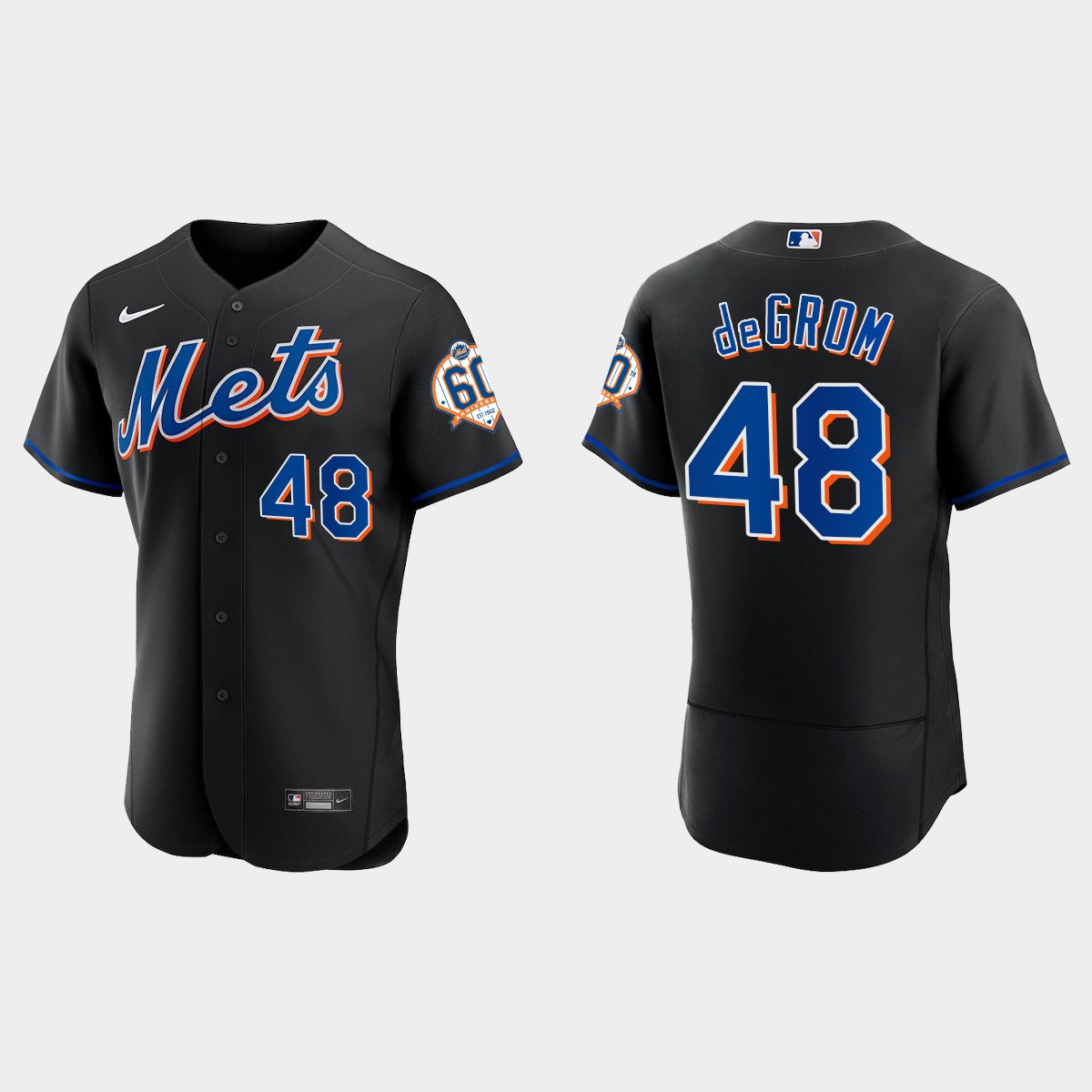 Jacob deGrom New York Mets 60th Anniversary Alternate Jersey - Black
