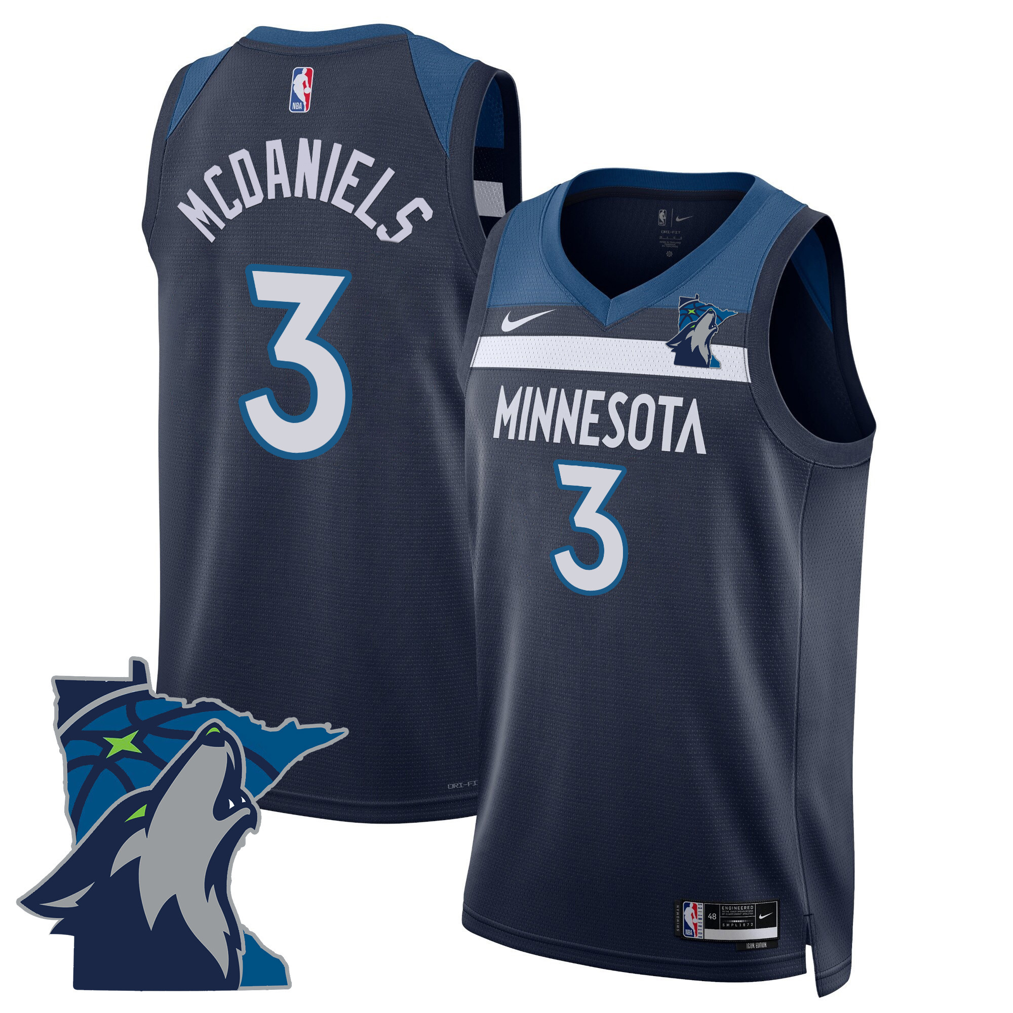 Jaden Mcdaniels Men's Minnesota Timberwolves Swingman - Minnesota Patch Icon Jersey - All Stitched