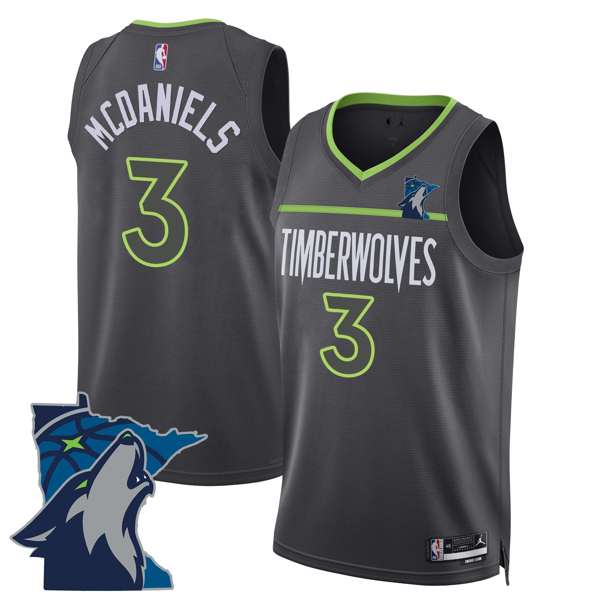 Jaden Mcdaniels Men's Minnesota Timberwolves Swingman - Minnesota Patch Statement Jersey - All Stitched