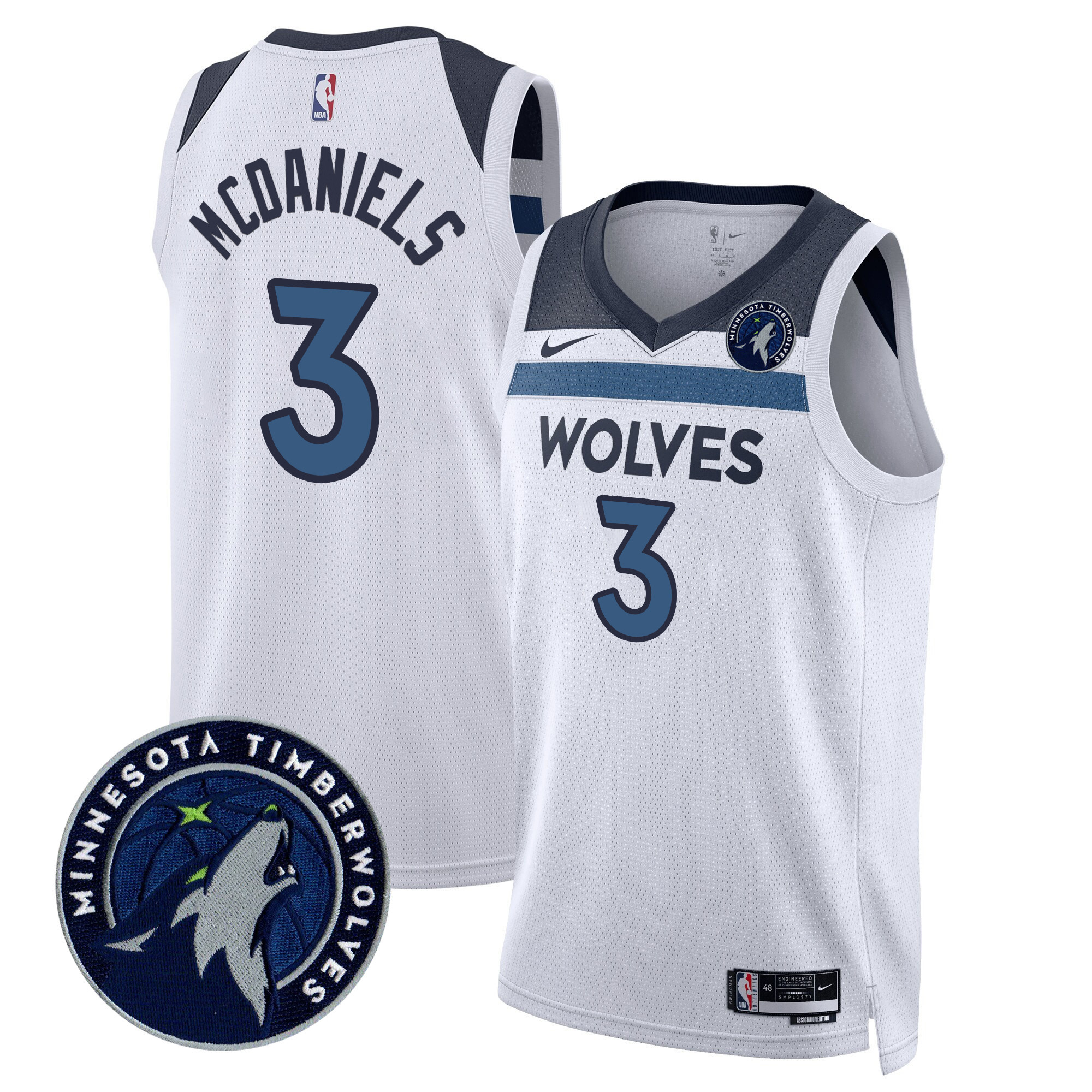 Jaden Mcdaniels Men's Minnesota Timberwolves Swingman V2 Association Jersey - All Stitched