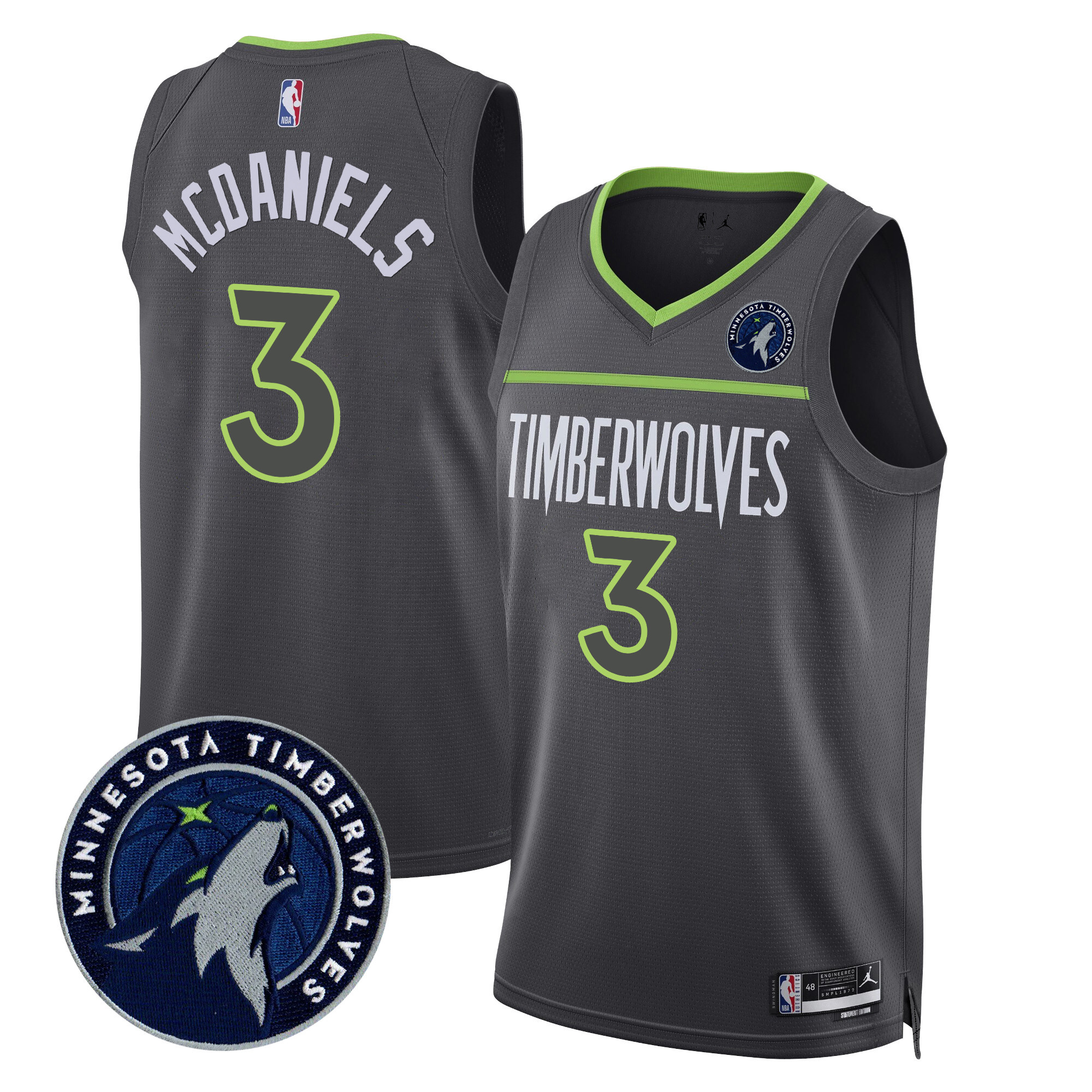 Jaden Mcdaniels Men's Minnesota Timberwolves Swingman V2 Statement Jersey - All Stitched