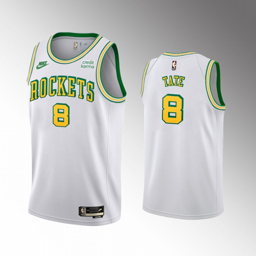 Jae'Sean Tate Houston Rockets White #8 Classic Edition Jersey San Diego Throwbacks