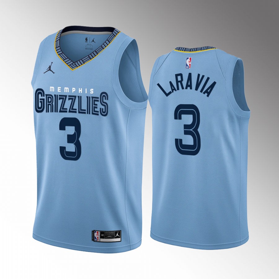 Jake LaRavia Memphis Grizzlies Blue #3 City Edition Jersey