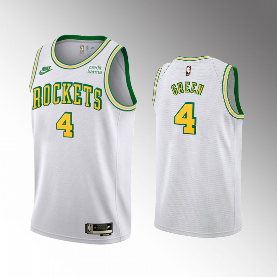 Jalen Green Houston Rockets White #4 Classic Edition Jersey San Diego Throwbacks