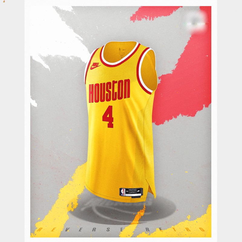 Jalen Green Houston Rockets Yellow #4 Jersey Reverse Retro
