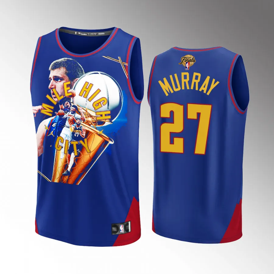 Jamal Murray Denver Nuggets Finals Trophy Graphics Blue #27 Fastbreak Player Jersey Men
