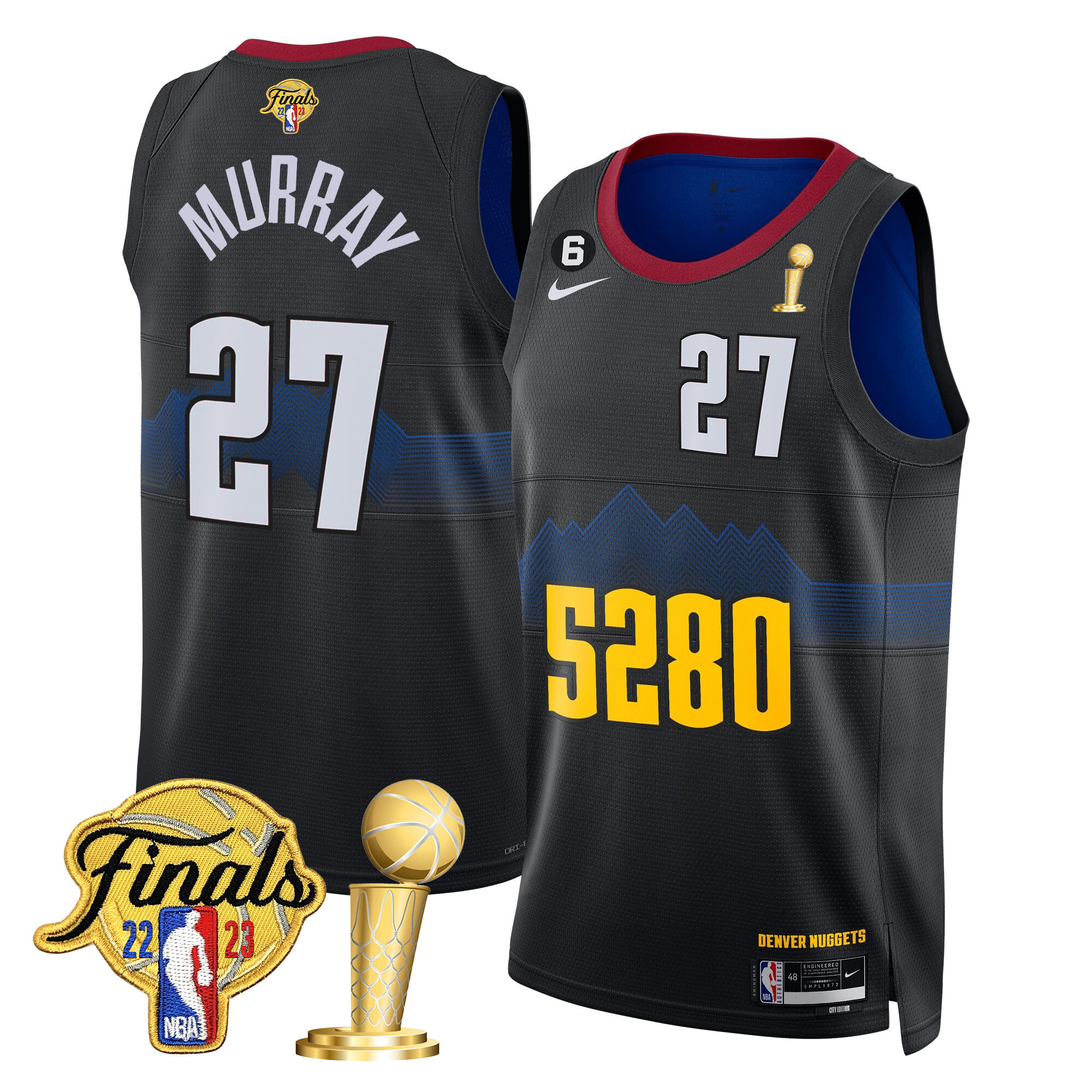 Jamal Murray Men's Denver Nuggets Finals & Champions Patch 5280 City Jersey - All Stitched
