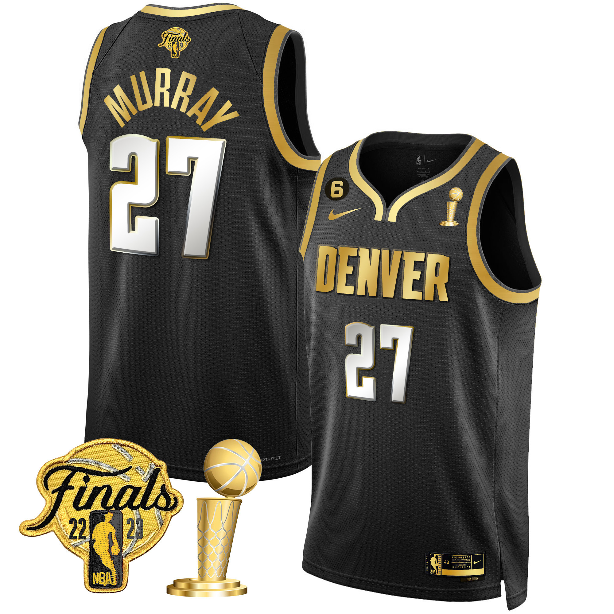 Jamal Murray Men's Denver Nuggets Finals & Champions Patch Black Limited Jersey - All Stitched