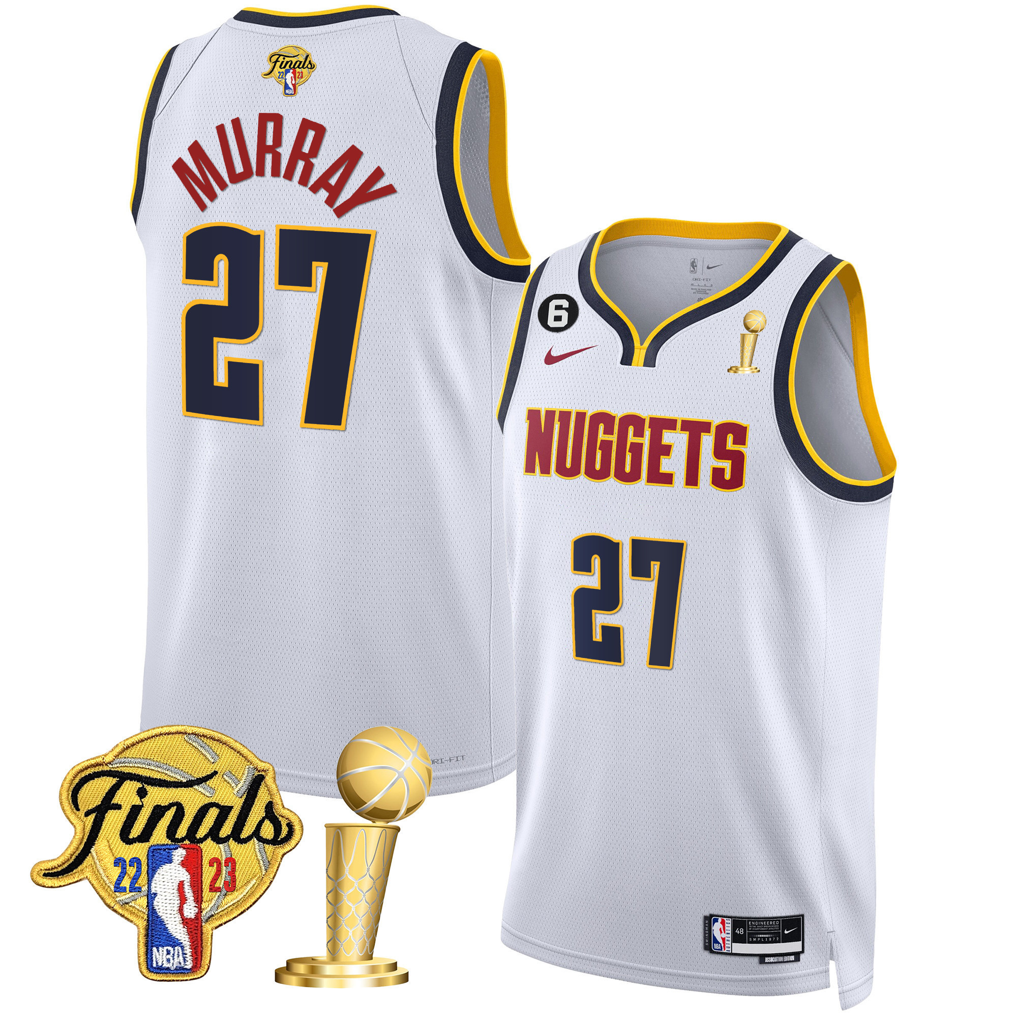 Jamal Murray Men's Denver Nuggets Finals & Champions Patch Gold Association Jersey - All Stitched