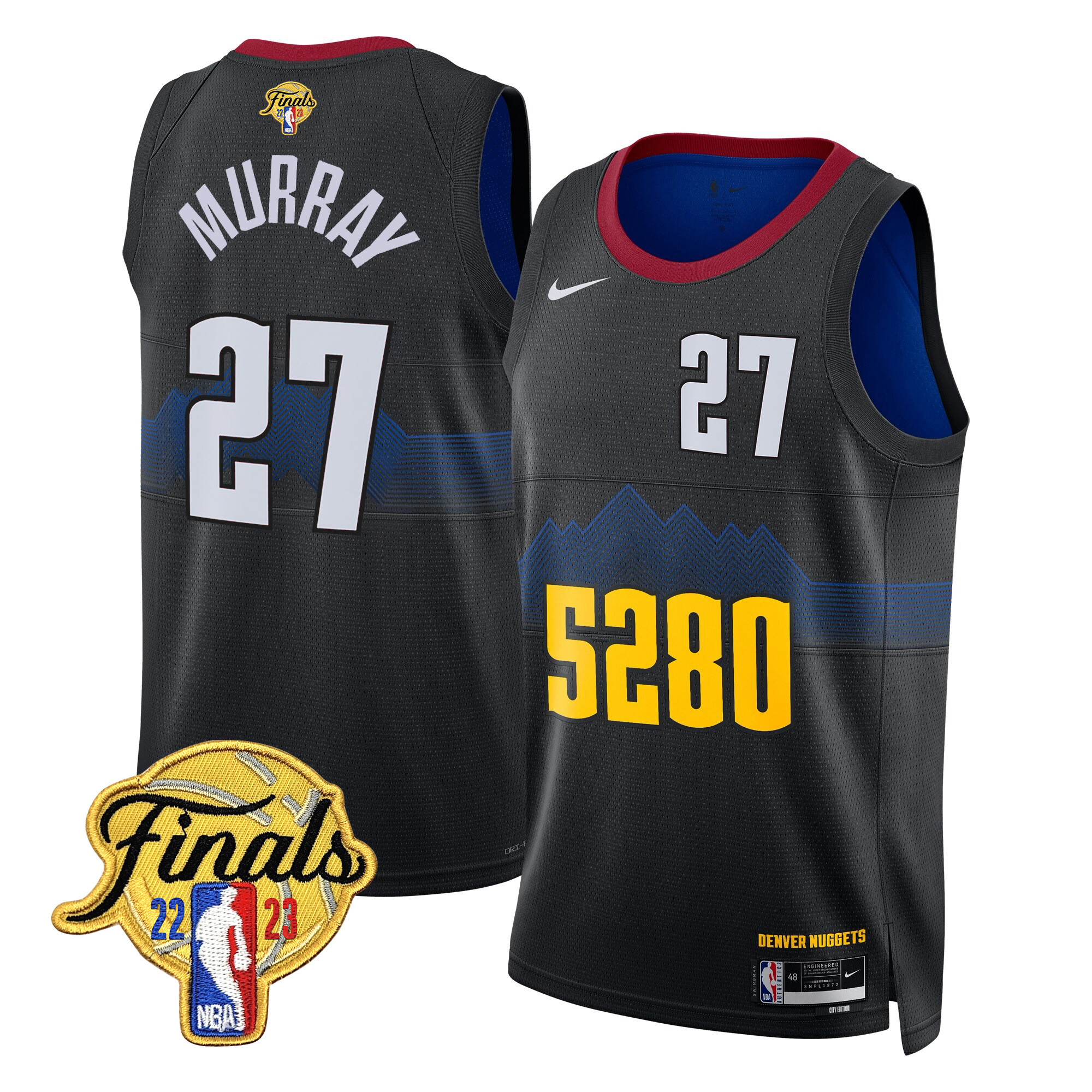 Jamal Murray Men's Denver Nuggets Finals Patch Collection V2 5280 City Jersey - All Stitched