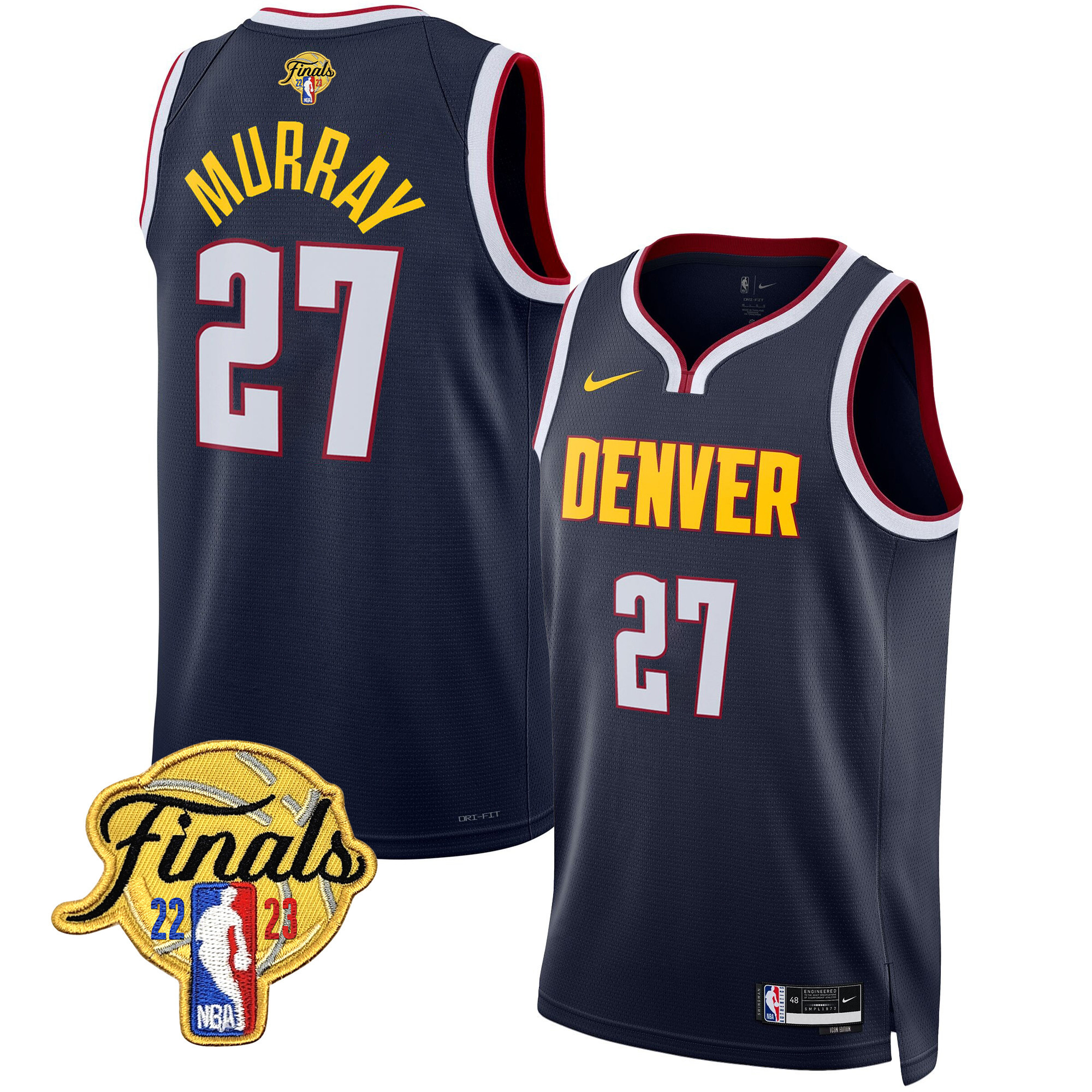 Jamal Murray Men's Denver Nuggets Finals Patch Collection V2 Icon Jersey - All Stitched