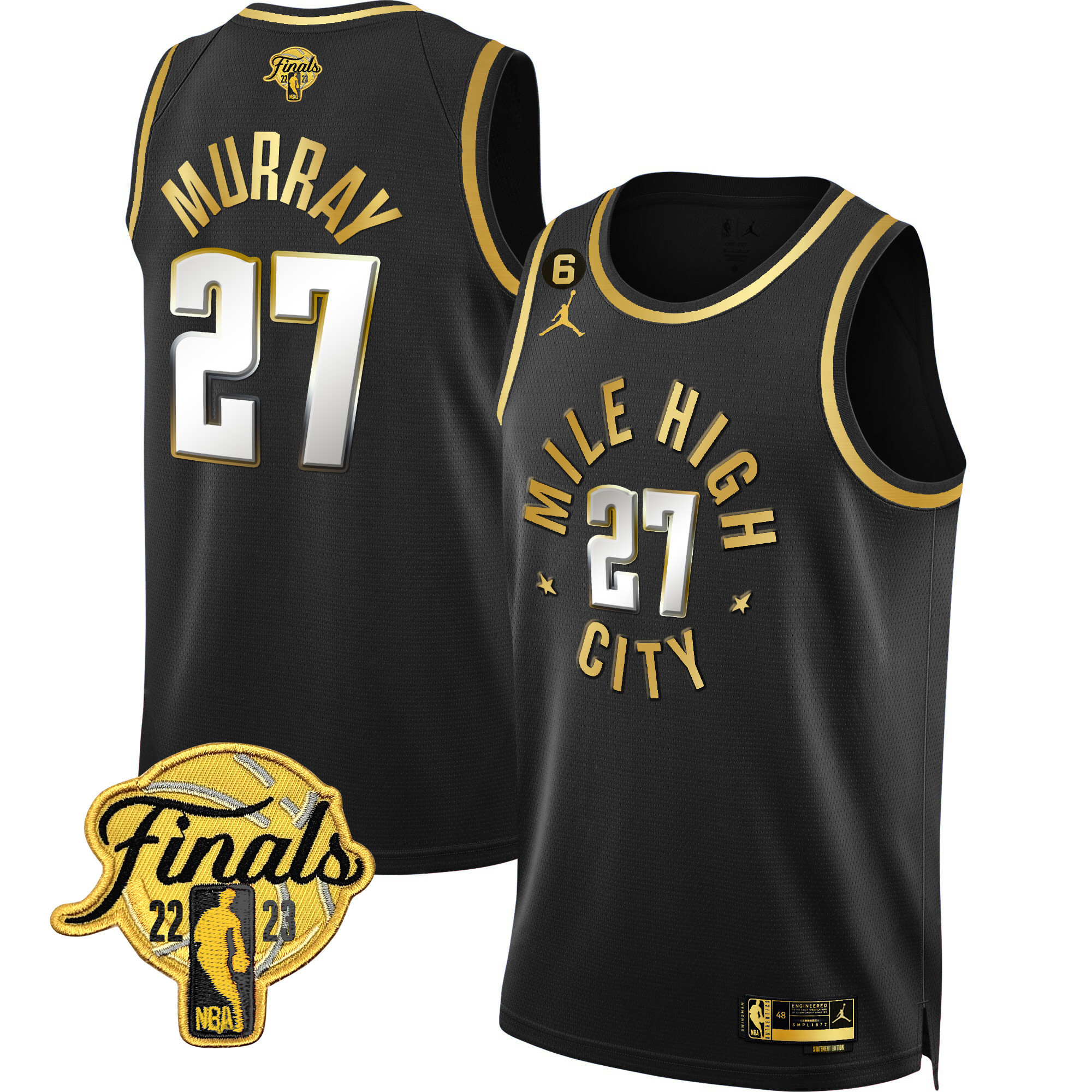 Jamal Murray Men's Denver Nuggets Finals Patch Gold Statement Limited Jersey - All Stitched