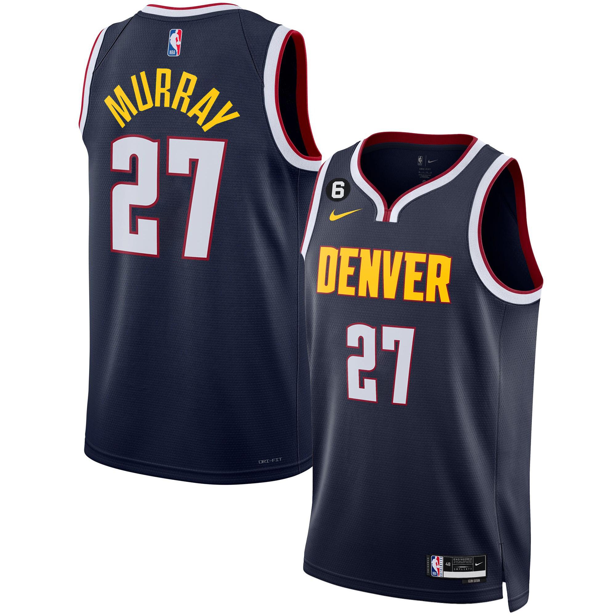 Jamal Murray Men's Denver Nuggets #6 Patch Collection Icon Jersey - All Stitched