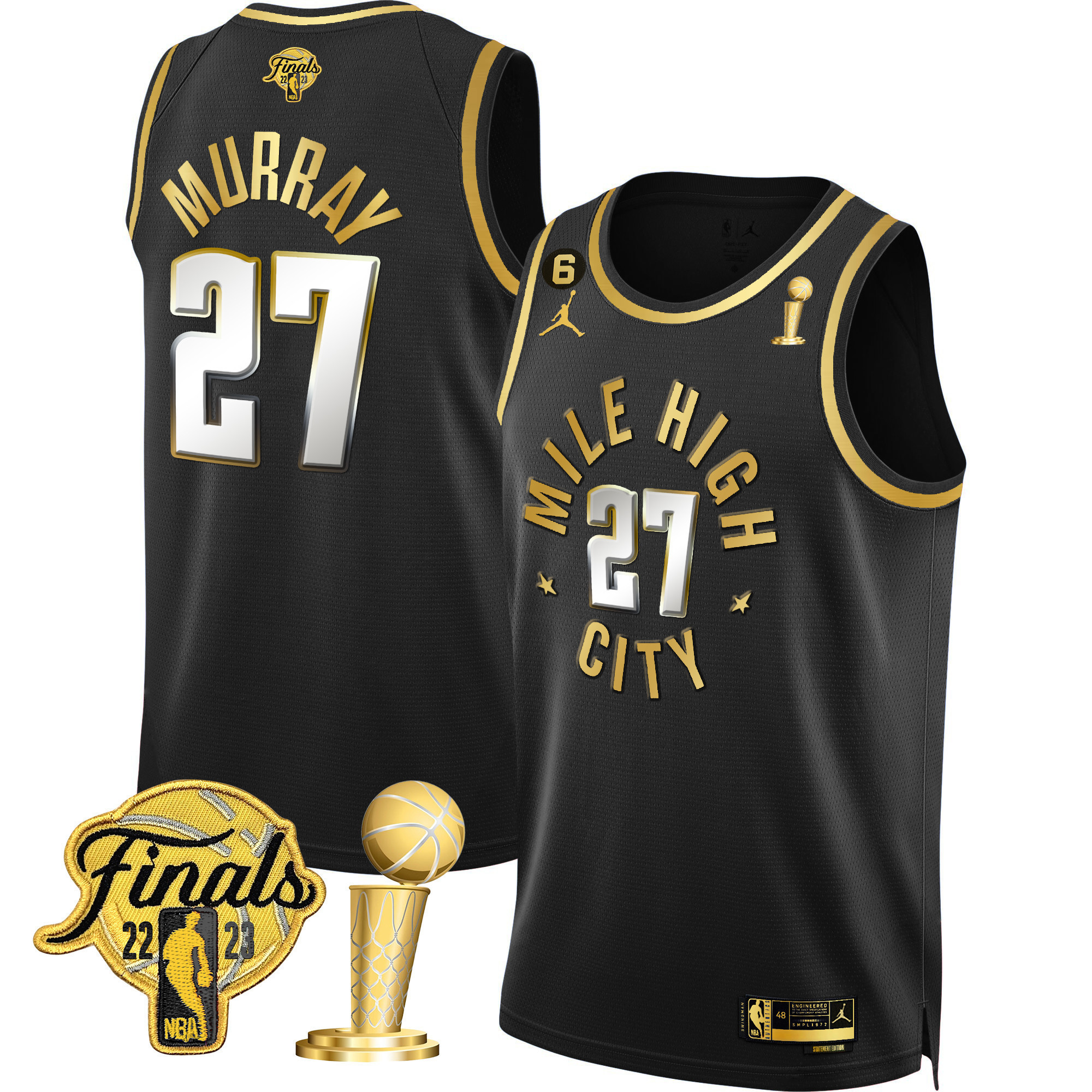 Jamal Murray Youth's Denver Nuggets Finals & Champions Patch Gold Statement Limited Jersey - All Stitched