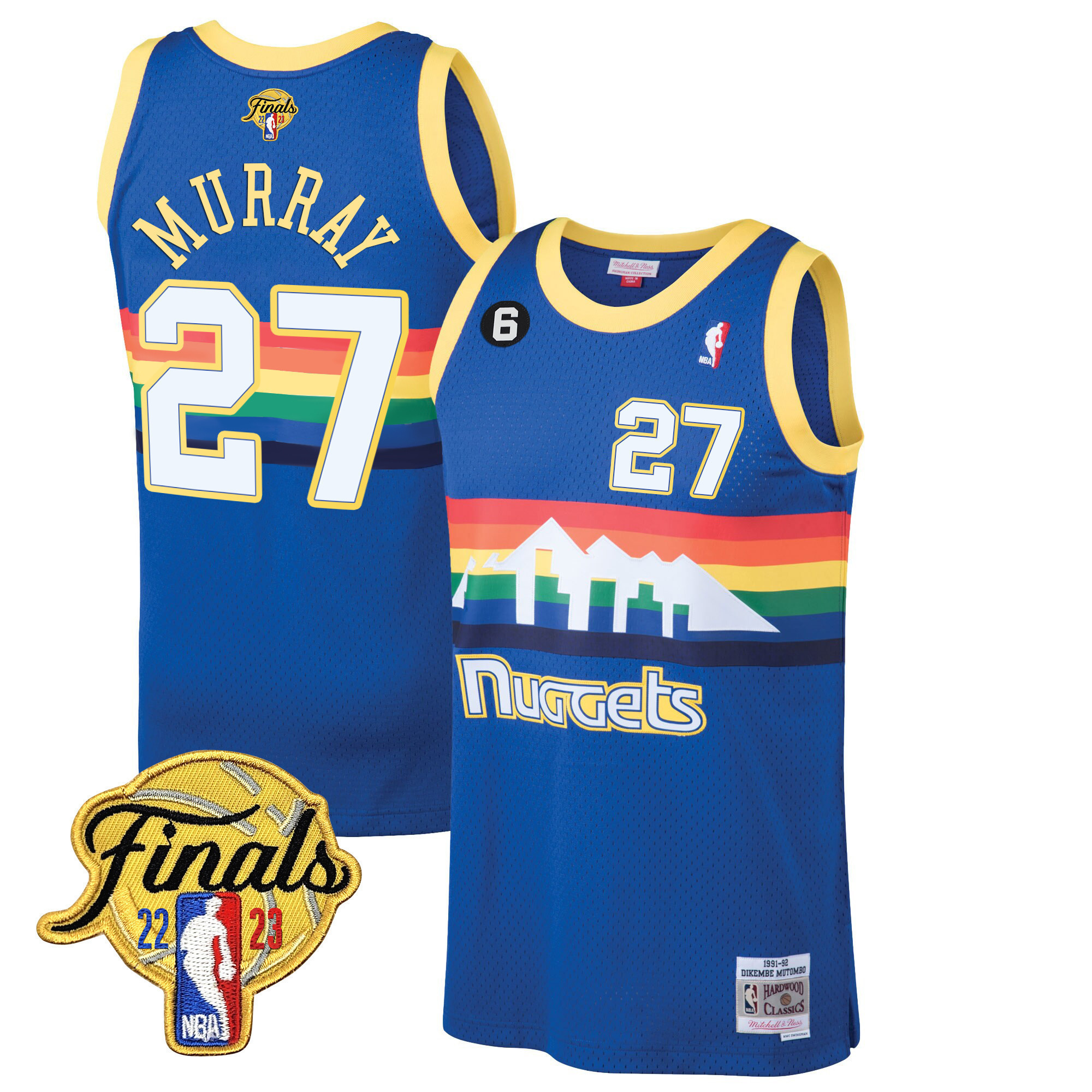 Jamal Murray Youth's Denver Nuggets Finals Patch Collection Blue Classic Jersey - All Stitched